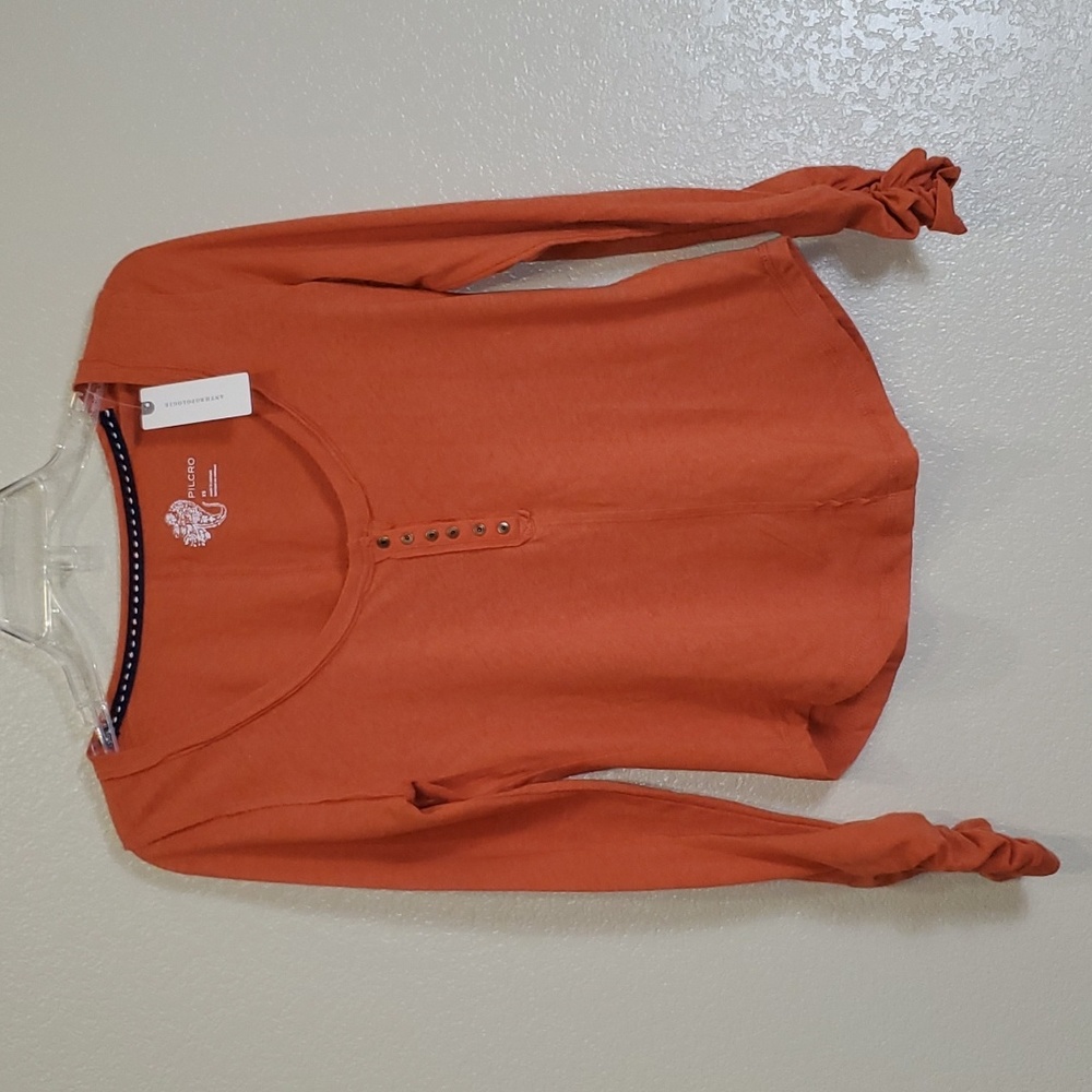 NWT Anthropologie Pilcro Linen Cotton Henley Long Sleeve Top XS